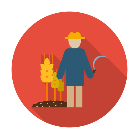 farmer flat icon with long shadow for web designのイラスト素材
