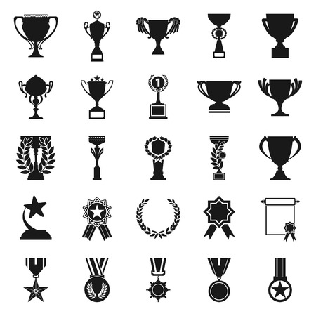 Prize set vector icons. Collection of cup, medal, champion icons for webのイラスト素材