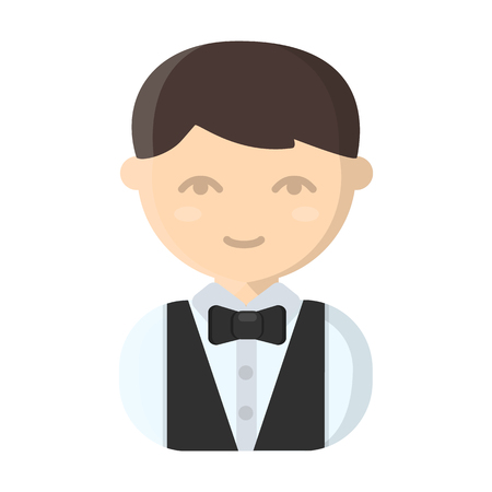 Waiter cartoon icon. Illustration for web and mobile.のイラスト素材