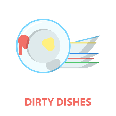 Dirty dishes cartoon icon. Illustration for web and mobile.のイラスト素材