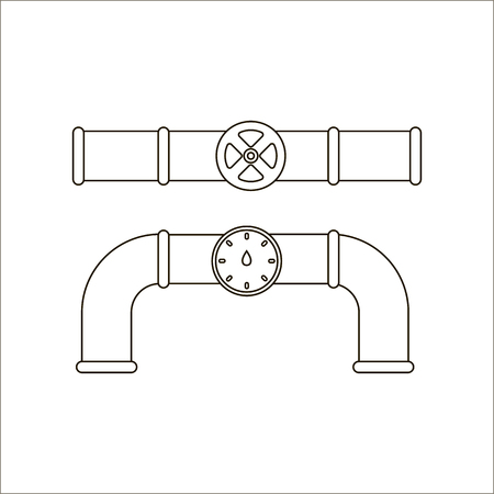Water pipe icon line. One icon of a large plumbing line.のイラスト素材