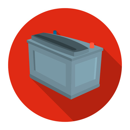 Car battery icon flat style. Single silhouette auto parts icon from the big car flat - stock vectorのイラスト素材