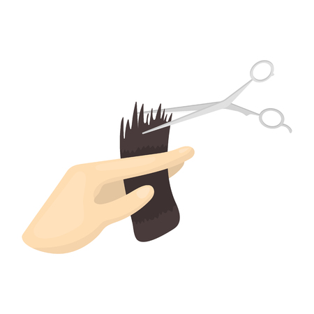 Hair cutting icon in cartoon style isolated on white background. Hairdressery symbol vector illustration.のイラスト素材