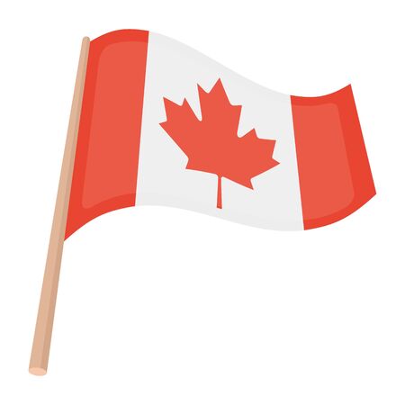 Canadian flag icon in cartoon style isolated on white background. Canadian Thanksgiving Day symbol vector illustration.のイラスト素材