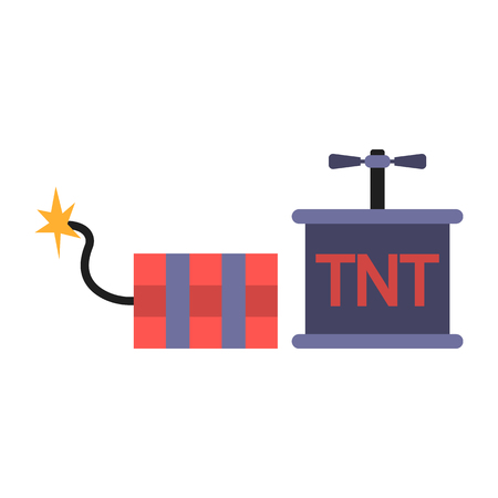 Dynamite icon in cartoon style isolated on white background. Mine symbol vector illustration.のイラスト素材
