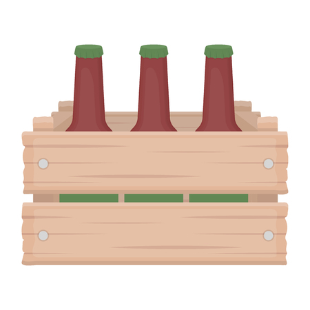 Box with beer icon in cartoon style isolated on white background. Oktoberfest symbol vector illustration.のイラスト素材