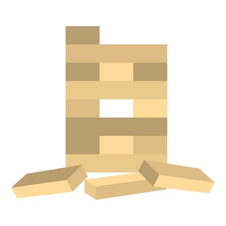 Jenga icon in cartoon style isolated on white background. Board games symbol vector illustration.のイラスト素材