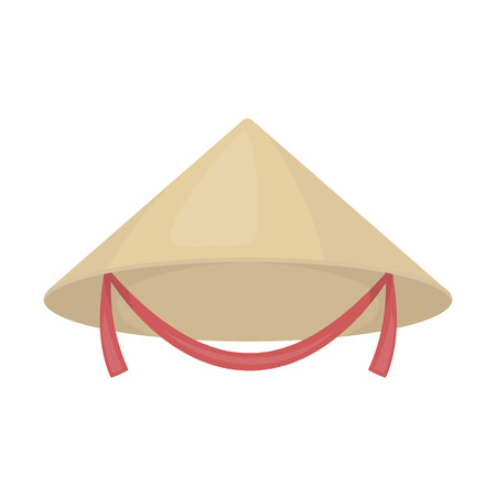 Conical hat icon in cartoon style isolated on white background. Hats symbol vector illustration.のイラスト素材