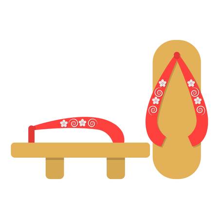 Geta icon in cartoon style isolated on white background. Japan symbol vector illustration.のイラスト素材