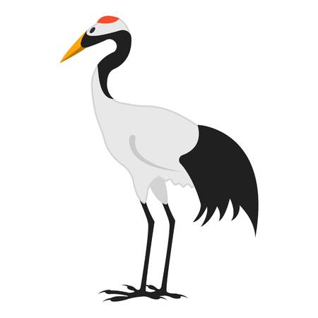Red-crowned crane icon in cartoon style isolated on white background. Japan symbol vector illustration.のイラスト素材