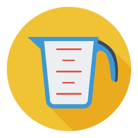 Measuring cup icon in flat style isolated on white background. Kitchen symbol vector illustration.のイラスト素材