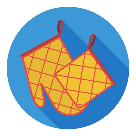 Oven glove and pot holder icon in flat style isolated on white background. Kitchen symbol vector illustration.のイラスト素材