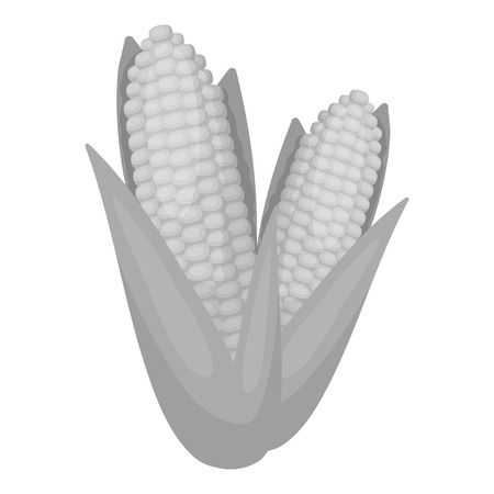 Sweet corn icon in monochrome style isolated on white background. Canadian Thanksgiving Day symbol vector illustration.のイラスト素材