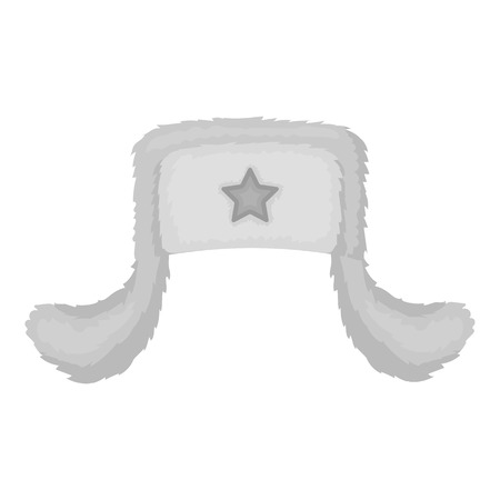 Ushanka icon in monochrome style isolated on white background. Hats symbol vector illustration.のイラスト素材