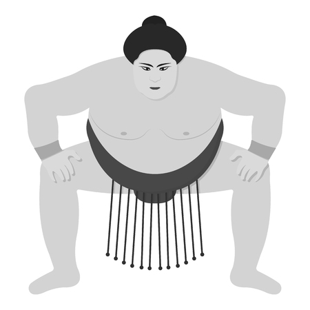 Sumo wrestler icon in monochrome style isolated on white background. Japan symbol vector illustration.のイラスト素材