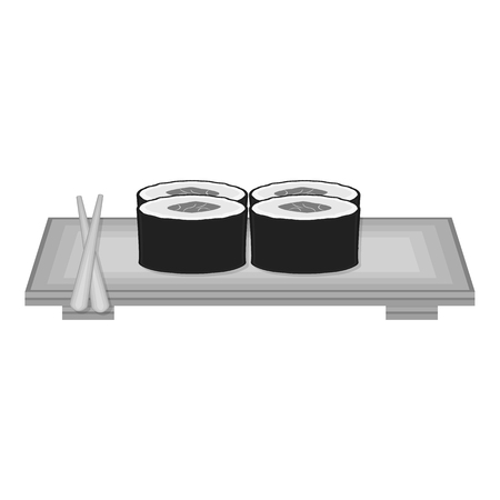 Sushi icon in monochrome style isolated on white background. Japan symbol vector illustration.のイラスト素材