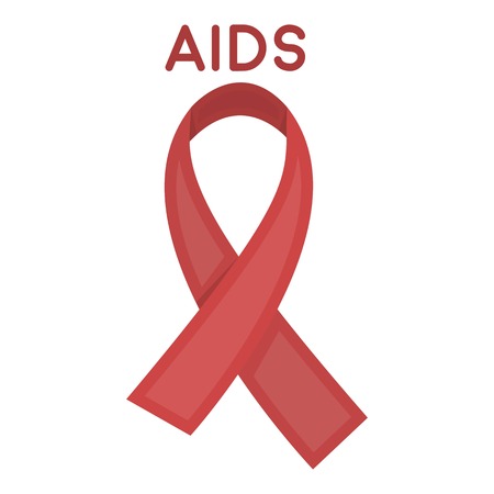 AIDS ribbon icon in cartoon style isolated on white background. Drugs symbol vector illustration.のイラスト素材