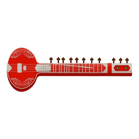 Sitar icon in cartoon style isolated on white background. India symbol vector illustration.のイラスト素材