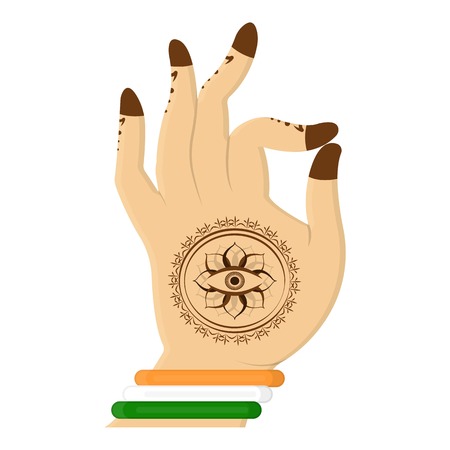 Mudra icon in cartoon style isolated on white background. India symbol vector illustration.のイラスト素材