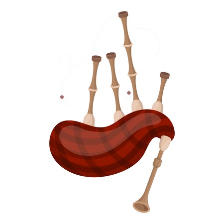 Bagpipes icon in cartoon style isolated on white background. Musical instruments symbol vector illustrationのイラスト素材