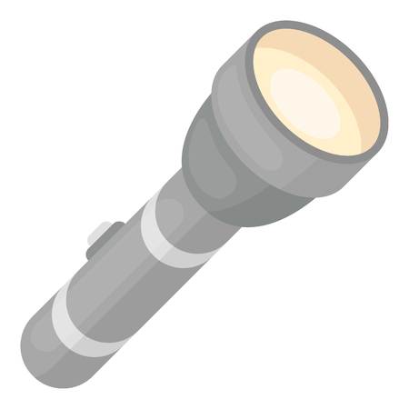 Flashlight icon in cartoon style isolated on white background. Light source symbol vector illustrationのイラスト素材