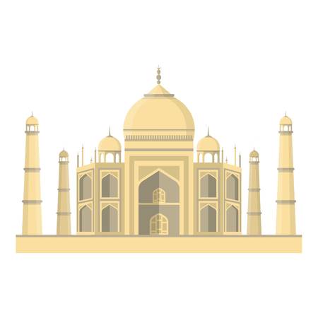 Taj Mahal icon in cartoon style isolated on white background. India symbol vector illustration.のイラスト素材