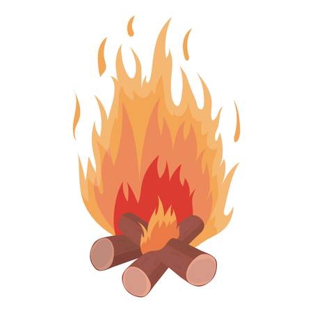 Campfire icon in cartoon style isolated on white background. Light source symbol vector illustrationのイラスト素材