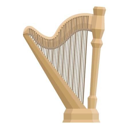 Harp icon in cartoon style isolated on white background. Musical instruments symbol vector illustrationのイラスト素材