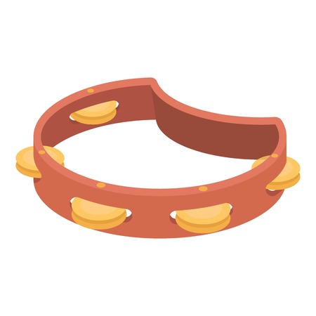 Tambourine icon in cartoon style isolated on white background. Musical instruments symbol vector illustrationのイラスト素材