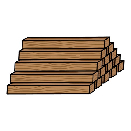 Stack of lumbers icon in cartoon style isolated on white background. Sawmill and timber symbol vector illustration.のイラスト素材