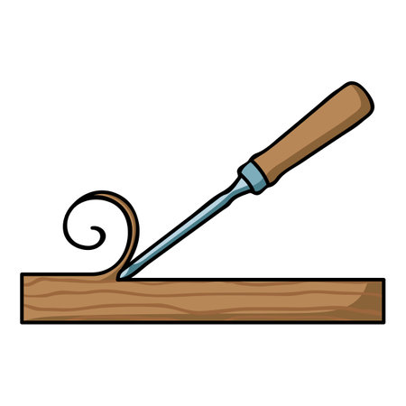 Chisel icon in cartoon style isolated on white background. Sawmill and timber symbol vector illustration.のイラスト素材