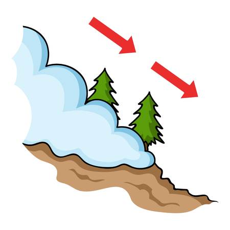 Avalanche icon in cartoon style isolated on white background. Ski resort symbol vector illustration.のイラスト素材