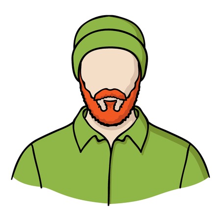 Lumberjack icon in cartoon style isolated on white background. Sawmill and timber symbol vector illustration.のイラスト素材
