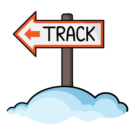 Signpost icon in cartoon style isolated on white background. Ski resort symbol vector illustration.のイラスト素材