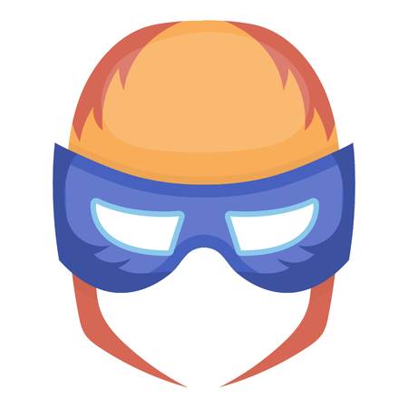Full head mask icon in cartoon style isolated on white background. Superhero's mask symbol vector illustration.のイラスト素材
