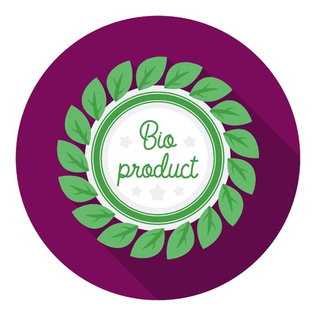 Bio-product icon in flat style isolated on white background. Label symbol vector illustration.のイラスト素材