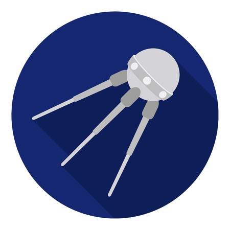 Sputnik One icon in flat style isolated on white background. Space symbol vector illustration.のイラスト素材