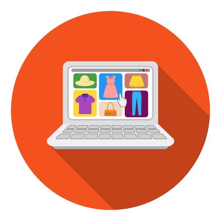 Onflat shopping icon in flat style isolated on white background. E-commerce symbol vector illustration.のイラスト素材