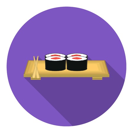 Sushi icon in flat style isolated on white background. Japan symbol vector illustration.のイラスト素材