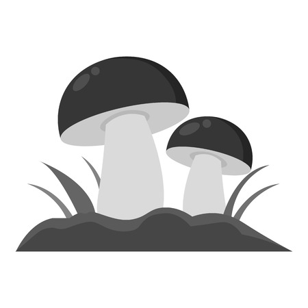 Mushroom icon monochrome. Single plant icon from the big farm, garden, agriculture monochrome.のイラスト素材