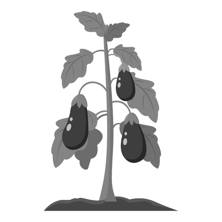 Eggplant icon monochrome. Single plant icon from the big farm, garden, agriculture monochrome.のイラスト素材
