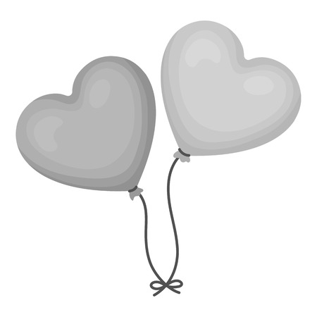 Baloons icon in monochrome style isolated on white background. Romantic symbol vector illustration.のイラスト素材