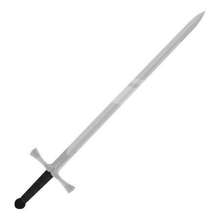 Two-handed sword icon monochrome. Single weapon icon from the big ammunitio, arms monochrome.のイラスト素材