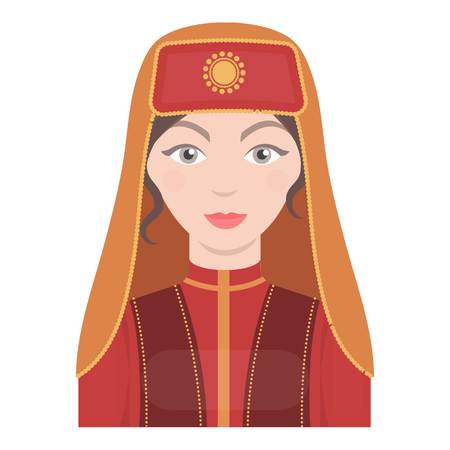 Turkish woman icon in cartoon style isolated on white background. Turkey symbol vector illustration.のイラスト素材