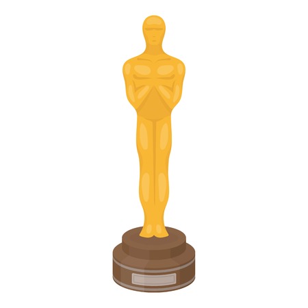 Academy award icon in cartoon style isolated on white background. Films and cinema symbol vector illustration.のイラスト素材