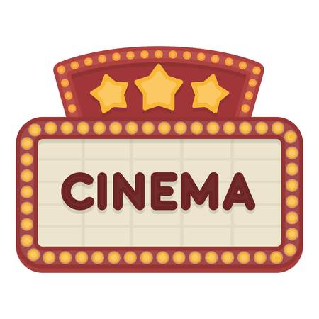 Cinema signboard icon in cartoon style isolated on white background. Films and cinema symbol vector illustration.のイラスト素材