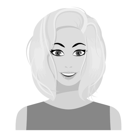 Blonde icon in monochrome style isolated on white background. Woman symbol vector illustration.のイラスト素材