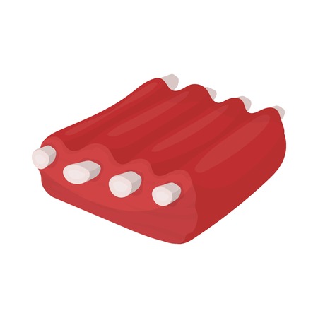 Pork ribs icon in cartoon style isolated on white background. Meats symbol stock vector illustrationのイラスト素材