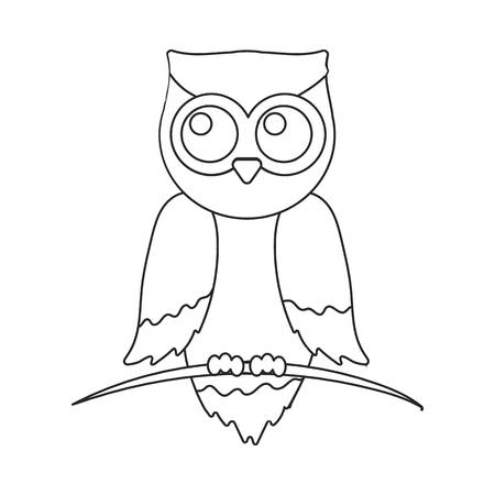 Owl icon outline. Singe animal icon from the big animals outline.のイラスト素材