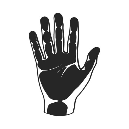 Hand icon in black style isolated on white background. Part of body symbol vector illustration.のイラスト素材